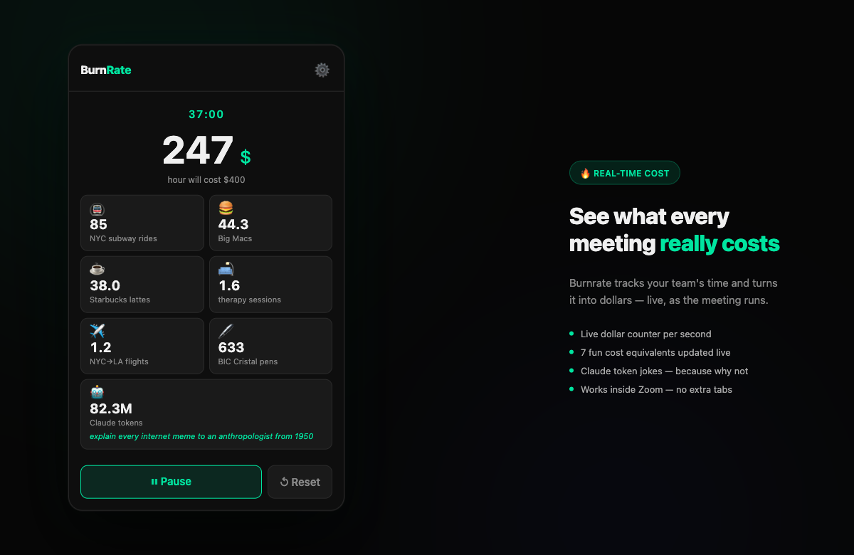 BurnRate live counter